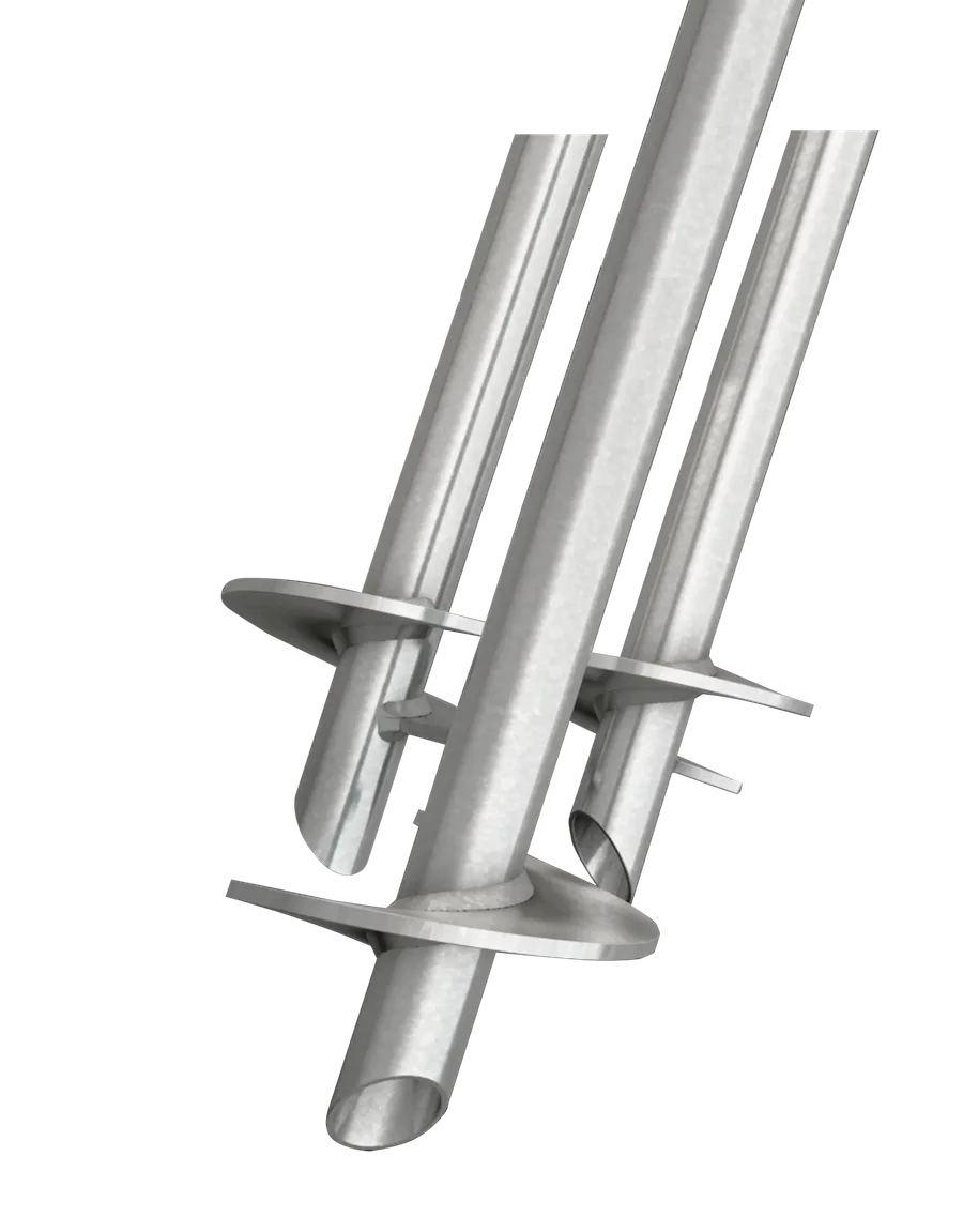 GoliathTech helical steel piles with lifetime warranty badge